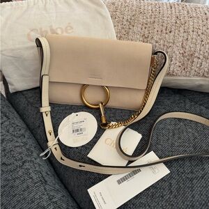 Chloe Faye Cream Leather Crossbody Bag